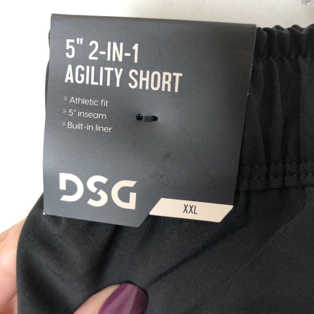 DSG NWT Men's 5" Agility 2 In 1 Moisture Wicking Shorts w/Liner Black Size XXL - Picture 5 of 9
